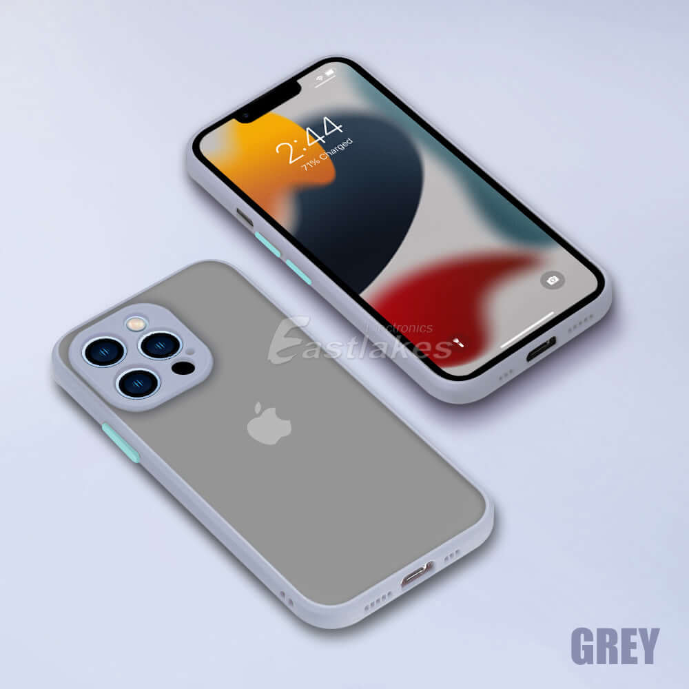 Matte Bumper Case for iPhone 14 13 12 Grey - Eastlakes Electronics